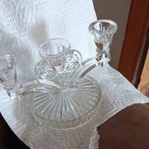 Elegant Clear Glass Triple Candle Holder
